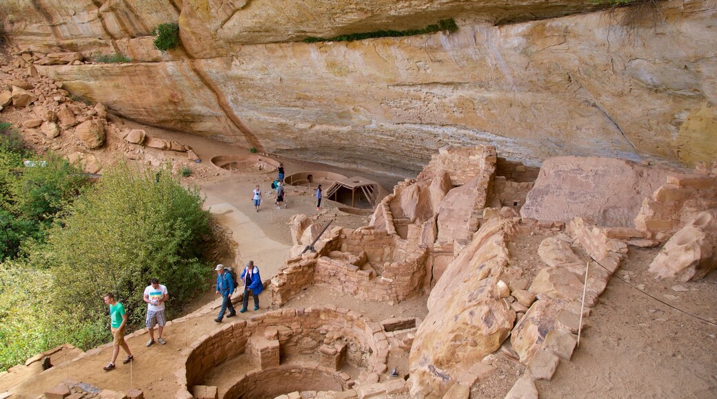 Step House Trail che include oggetti d\'epoca e rovine di un edificio cosi come un piccolo gruppo di persone