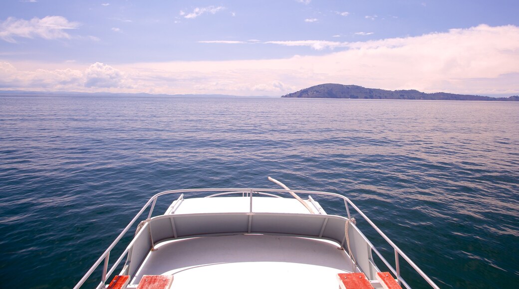 Lake Titicaca featuring boating and general coastal views