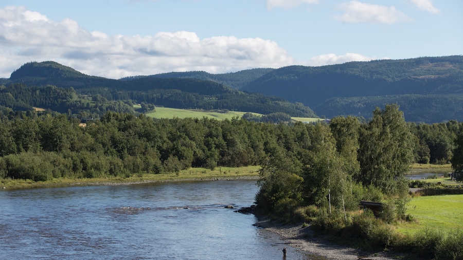 Stjordal which includes tranquil scenes, a river or creek and landscape views