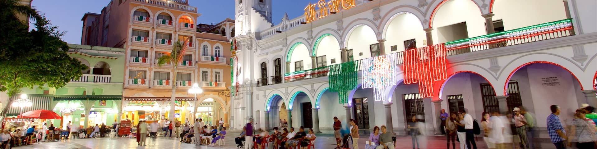 Veracruz showing night scenes and heritage elements