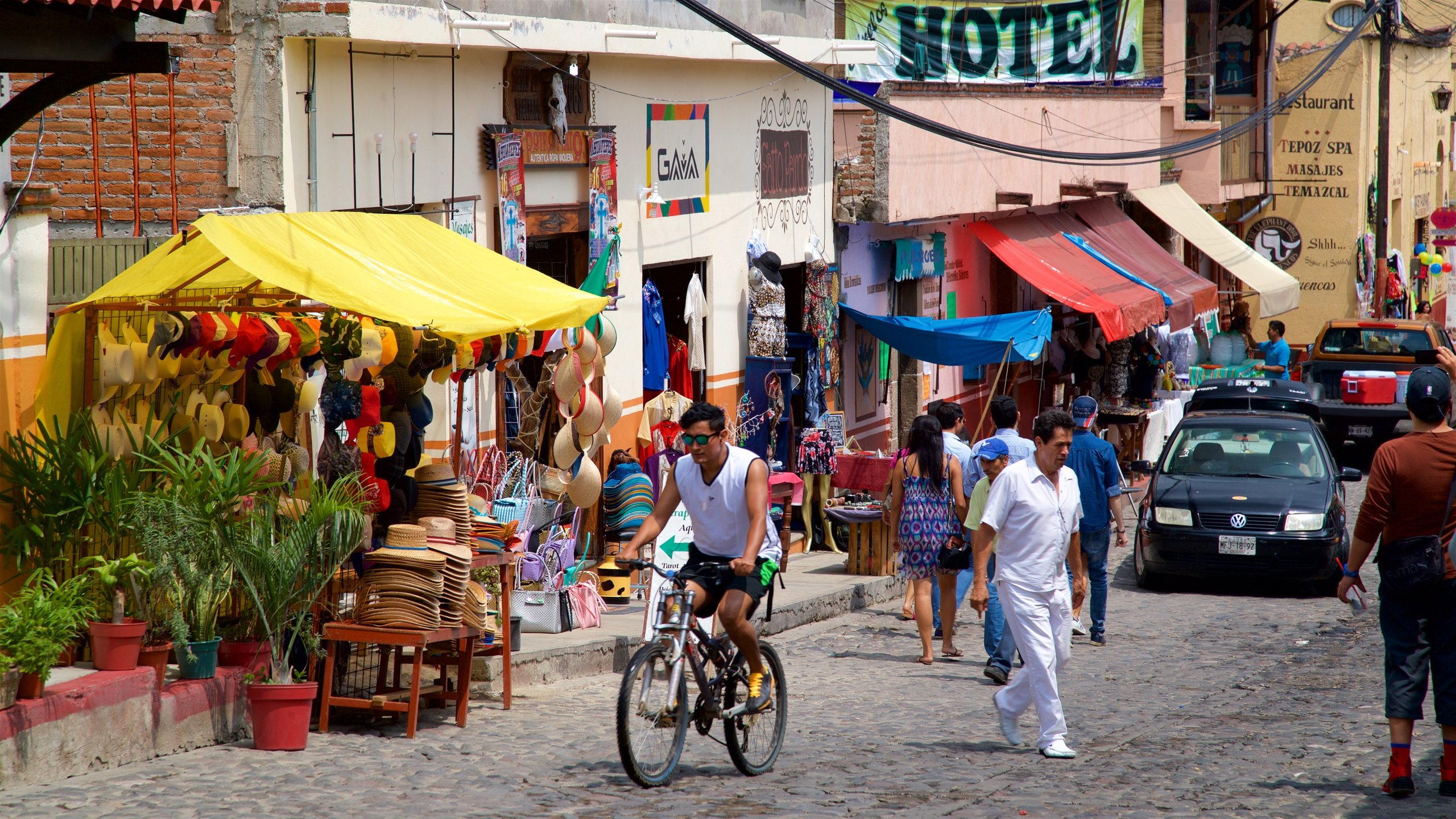 Tepoztlan showing cycling as well as a small group of people