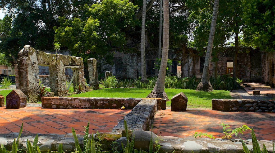 La Antigua mostrando ruinas de un edificio y un parque