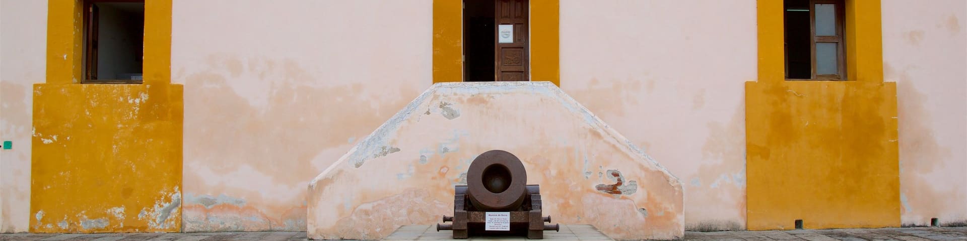 Fort Loreto showing heritage elements and military items