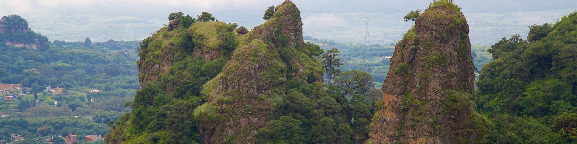 Tepozteco Pyramid featuring tranquil scenes and landscape views