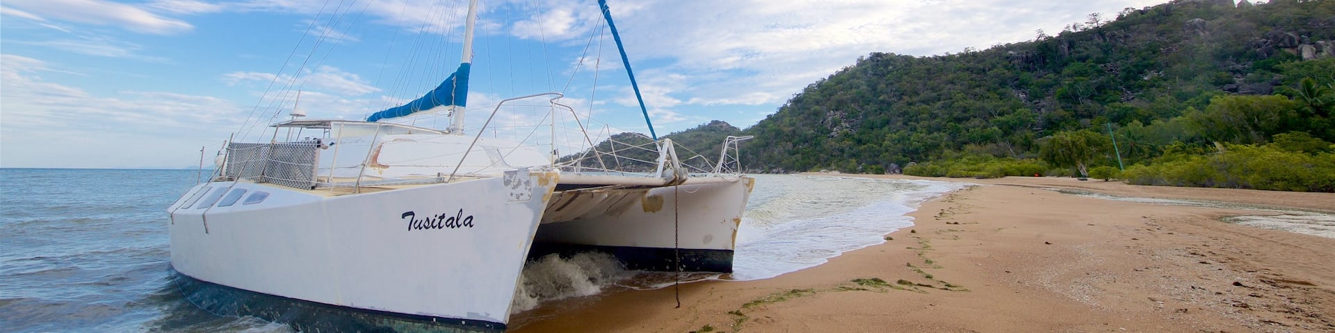 Horseshoe Bay Beach showing general coastal views, boating and a beach