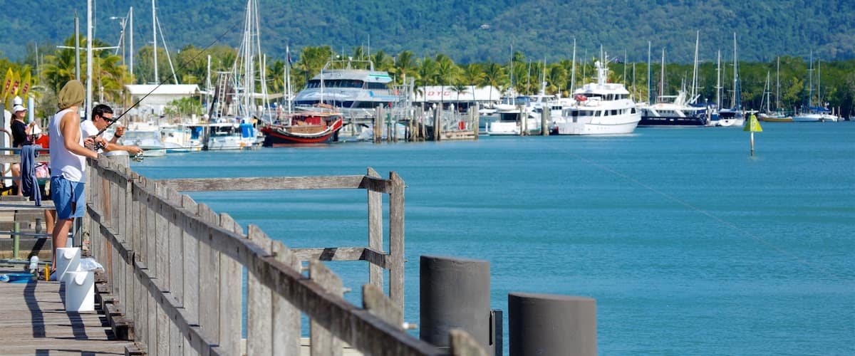 Tropical North Queensland showing a bay or harbor and fishing as well as an individual male