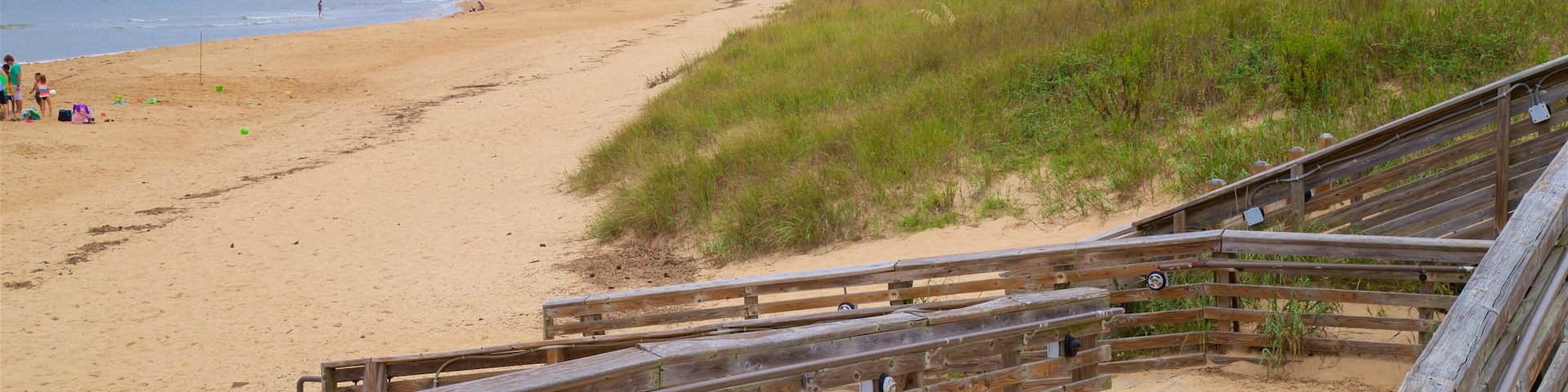 First Landing State Park showing a sandy beach and general coastal views