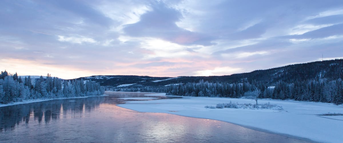 Are showing a river or creek, a sunset and snow