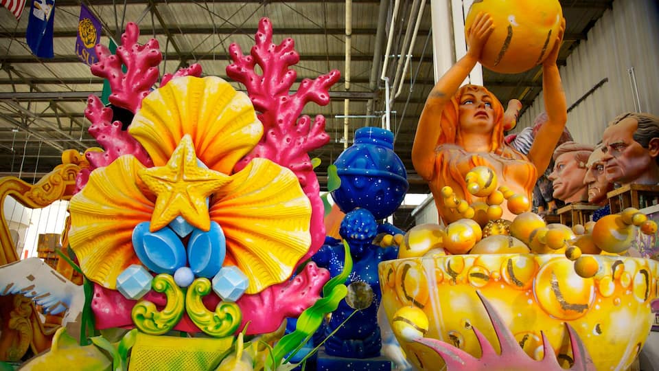 Mardi Gras World showing art and interior views