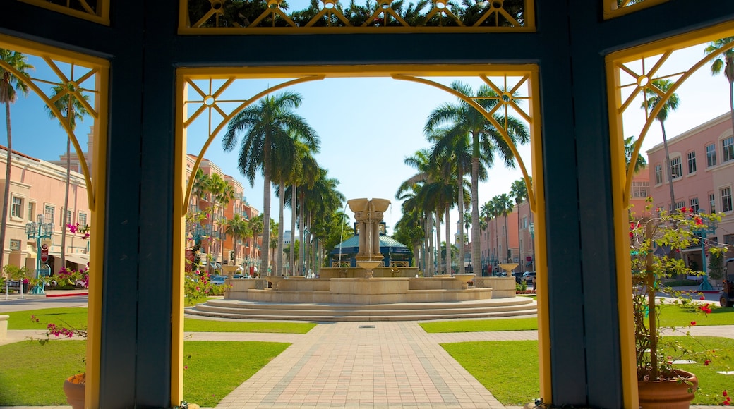 Mizner Park showing a city, a garden and tropical scenes