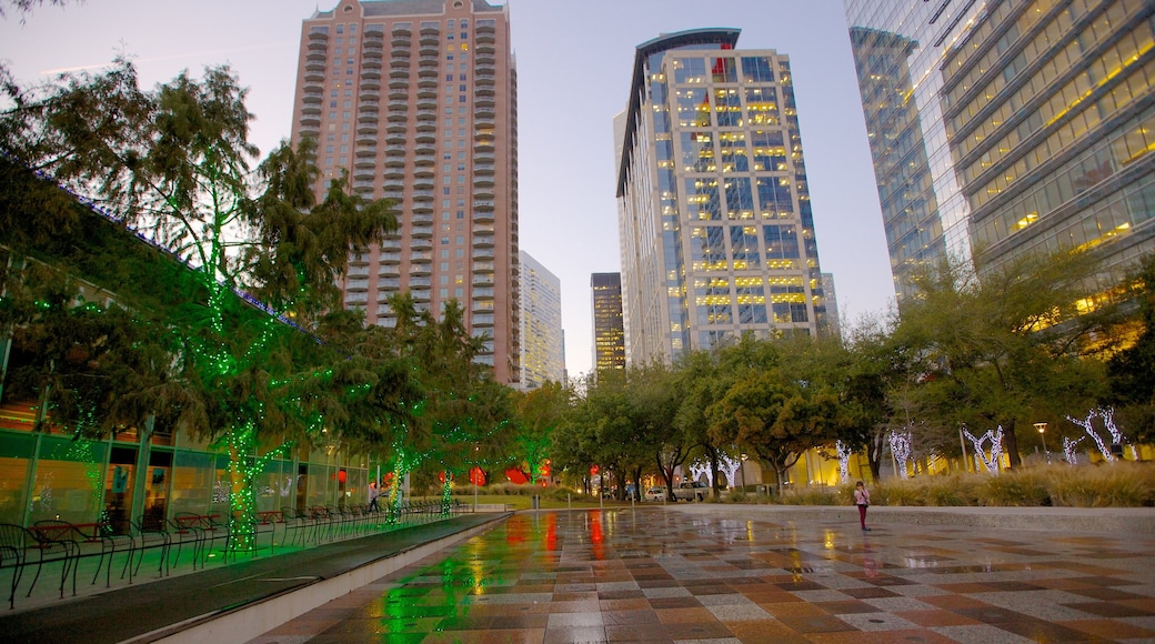 Discovery Green showing city views, modern architecture and a high-rise building