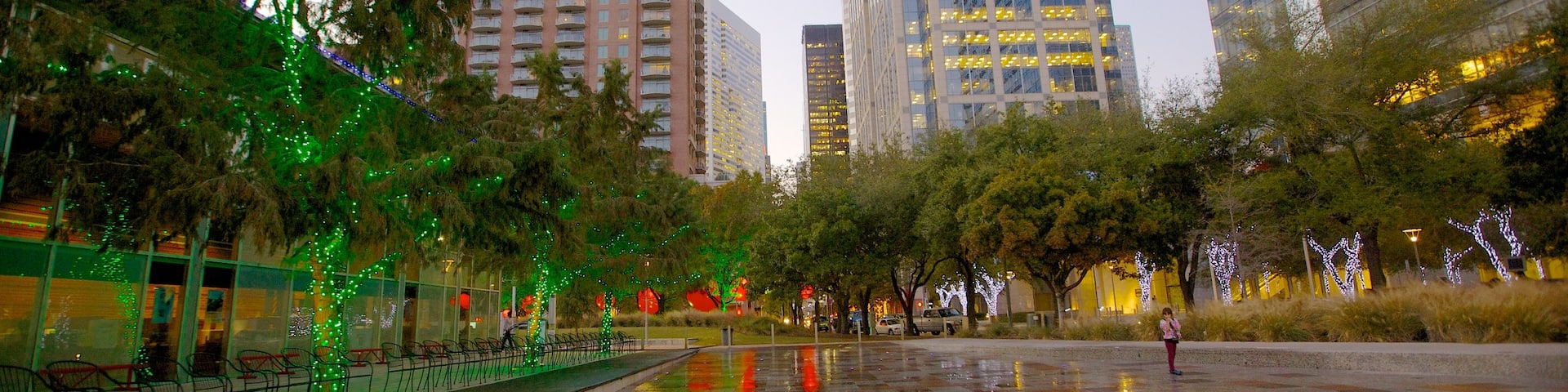 Discovery Green which includes a city, central business district and a high rise building