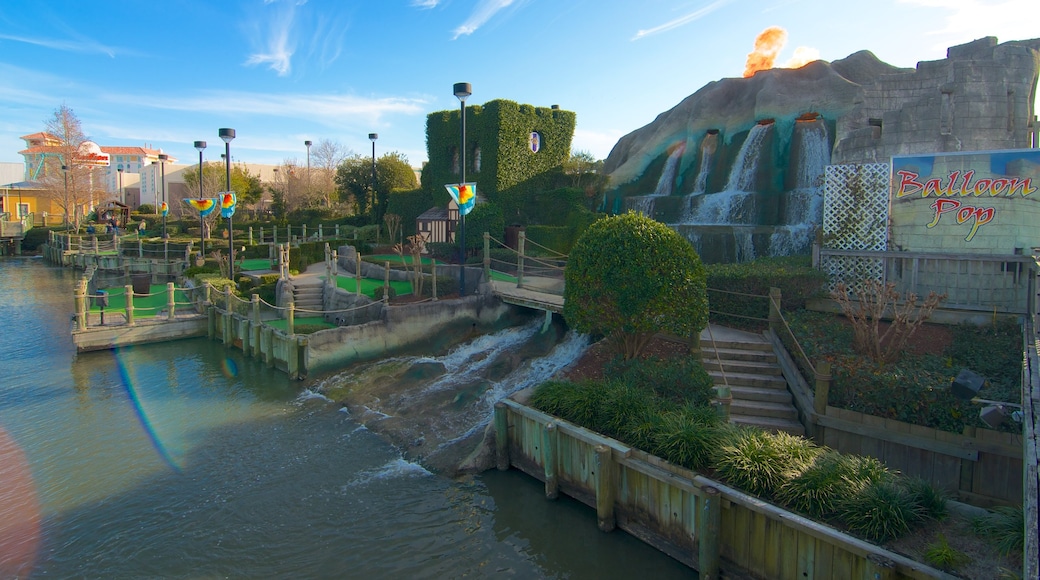 Pavilion Nostalgia Park showing a city, a garden and a cascade