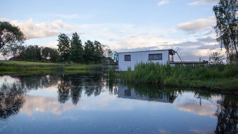 Borlange featuring a pond