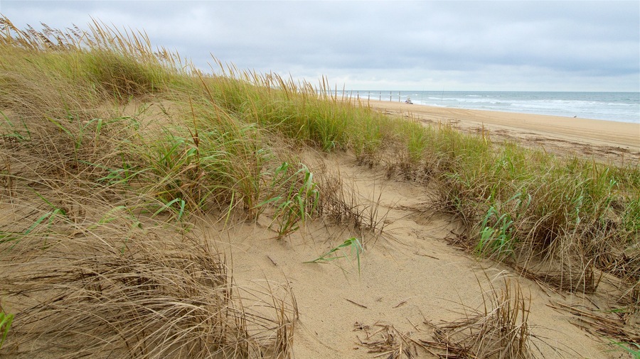 Back Bay National Wildlife Refuge featuring a sandy beach and general coastal views