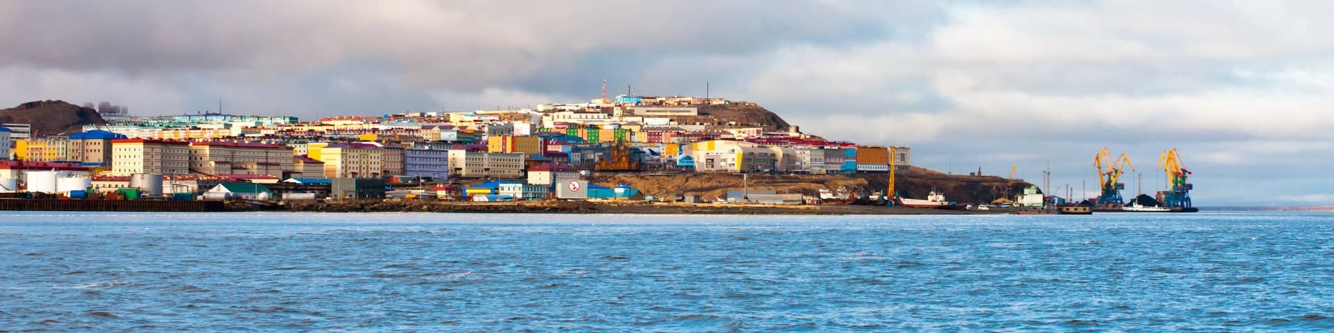 Anadyr showing a coastal town and general coastal views