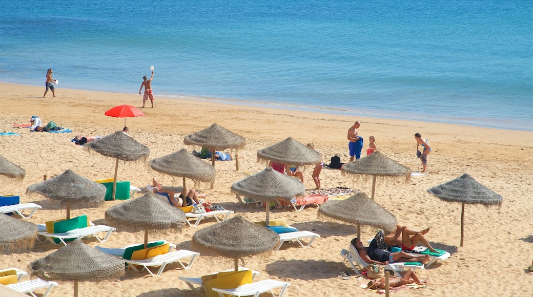 Cascais featuring general coastal views and a sandy beach as well as a small group of people