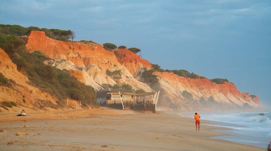 Falesia-stranden presenterar en strand, klippig kustlinje och kustutsikter