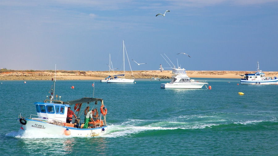 Ria Formosa Natural Park featuring general coastal views and boating