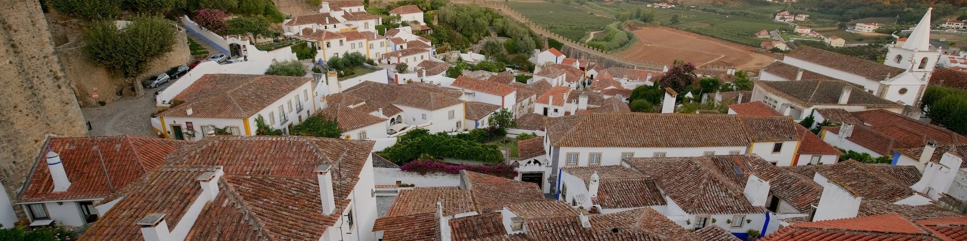 Obidos showing landscape views, tranquil scenes and a sunset