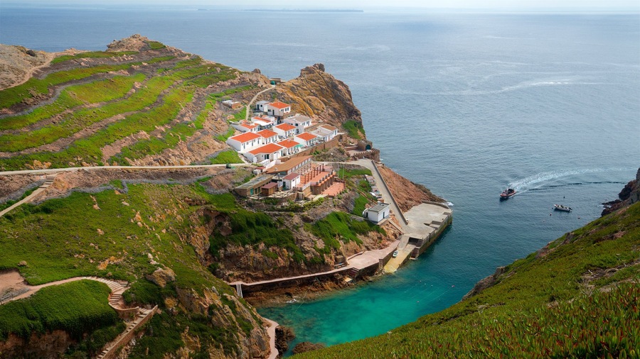 Berlenga Island som viser barsk kystlinje, udsigt over kystområde og fredfyldte omgivelser