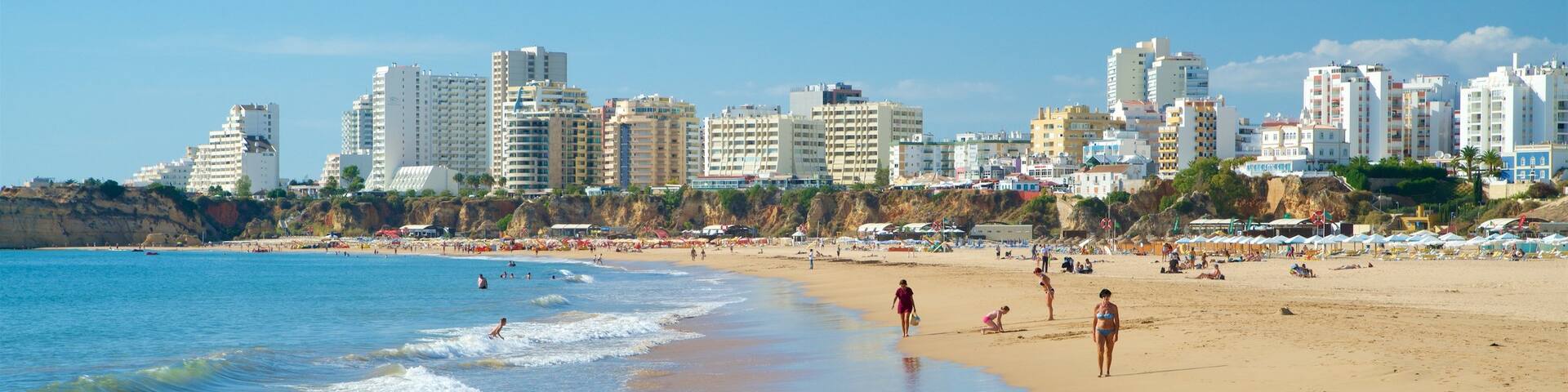 Plage Praia da Rocha qui includes vues littorales, plage de sable et ville côtière