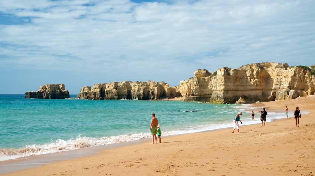 Playa de Coelha mostrando costa rocosa, vista general a la costa y una playa