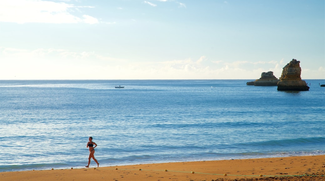 Spiaggia di Dona Ana mostrando spiaggia sabbiosa e vista della costa cosi come ragazza