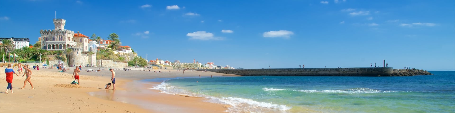 Tamariz Beach showing general coastal views and a beach