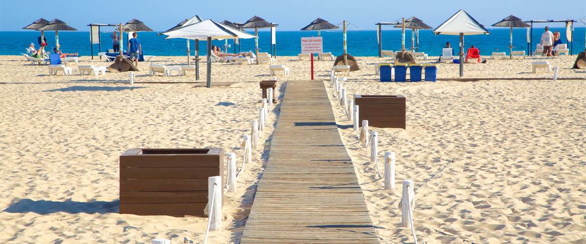 Ilha de Tavira Beach showing general coastal views and a sandy beach