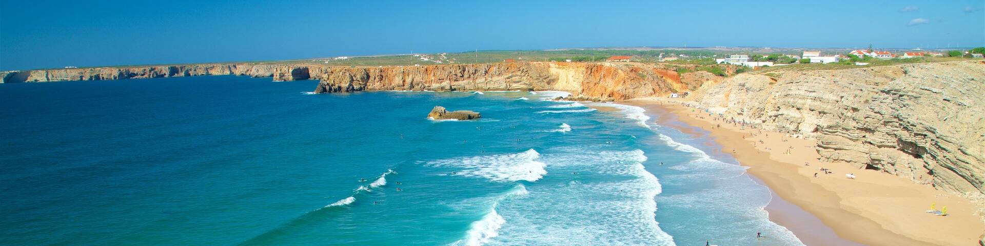 Tonel Beach showing landscape views, rugged coastline and general coastal views