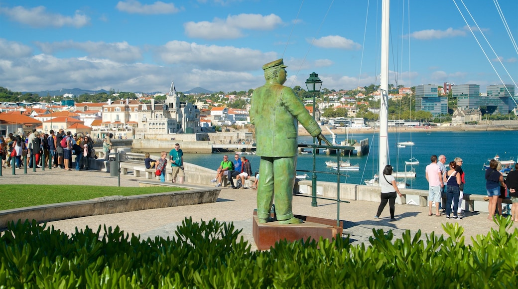 Cascais featuring views, a coastal town and a statue or sculpture