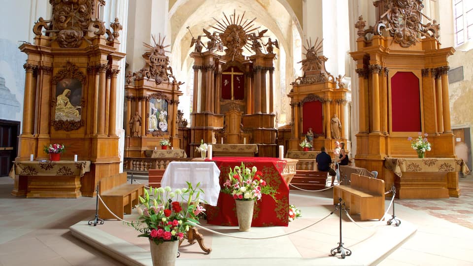 Iglesia de Santa Ana mostrando elementos patrimoniales, aspectos religiosos y flores