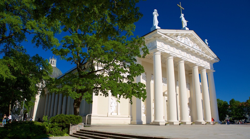 Vilnius Cathedral showing heritage elements, a church or cathedral and a square or plaza