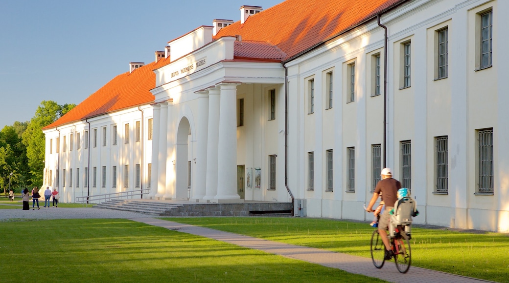 Museo Nacional de Lituania ofreciendo elementos patrimoniales, un parque y ciclismo