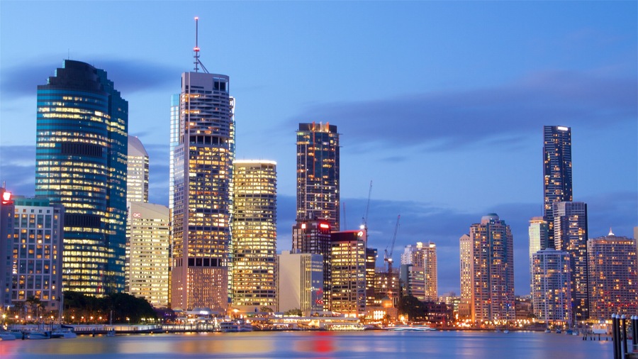 Kangaroo Point which includes a high-rise building, a bay or harbour and a city