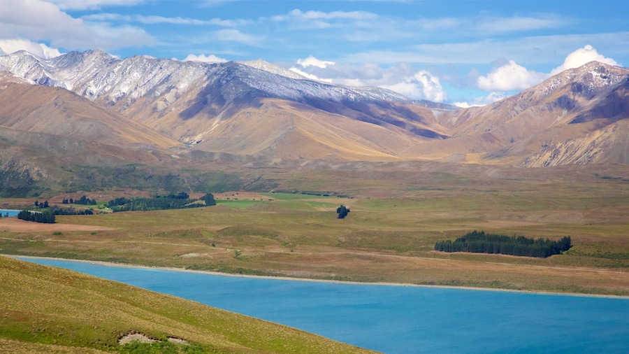 Mount John Observatory featuring landscape views, tranquil scenes and a river or creek