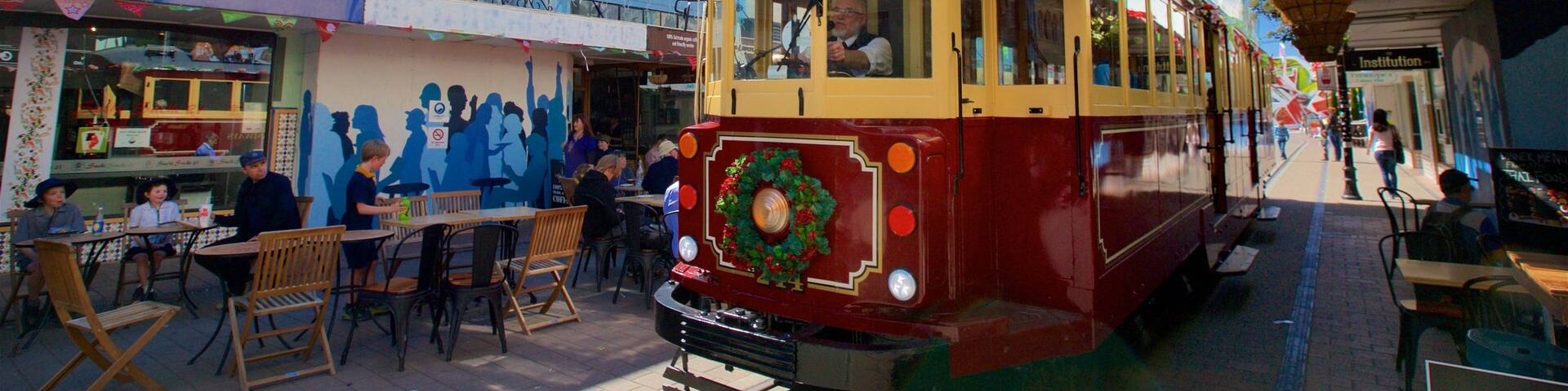 New Regent Street showing outdoor eating, railway items and flowers