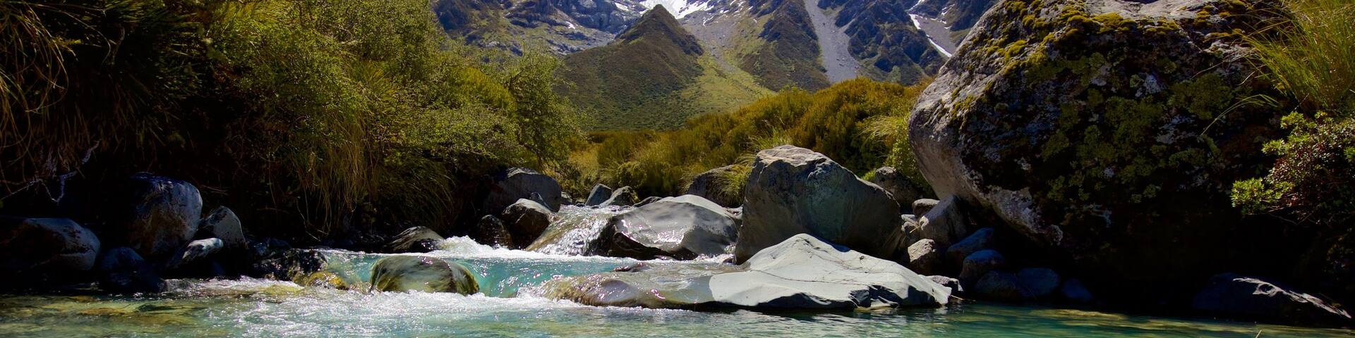 Mount Cook National Park showing a river or creek