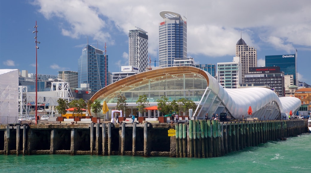 Auckland featuring a city, a bay or harbor and a skyscraper