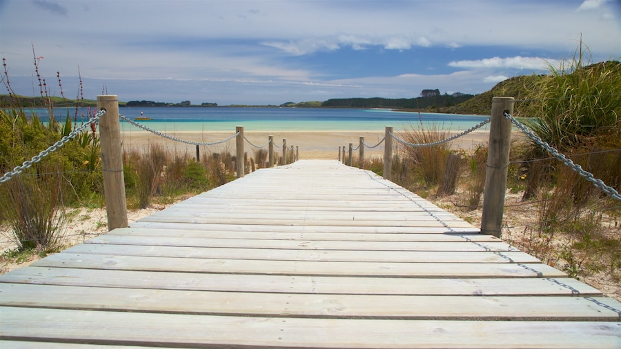 Kai Iwi Lakes featuring a bay or harbour and a beach