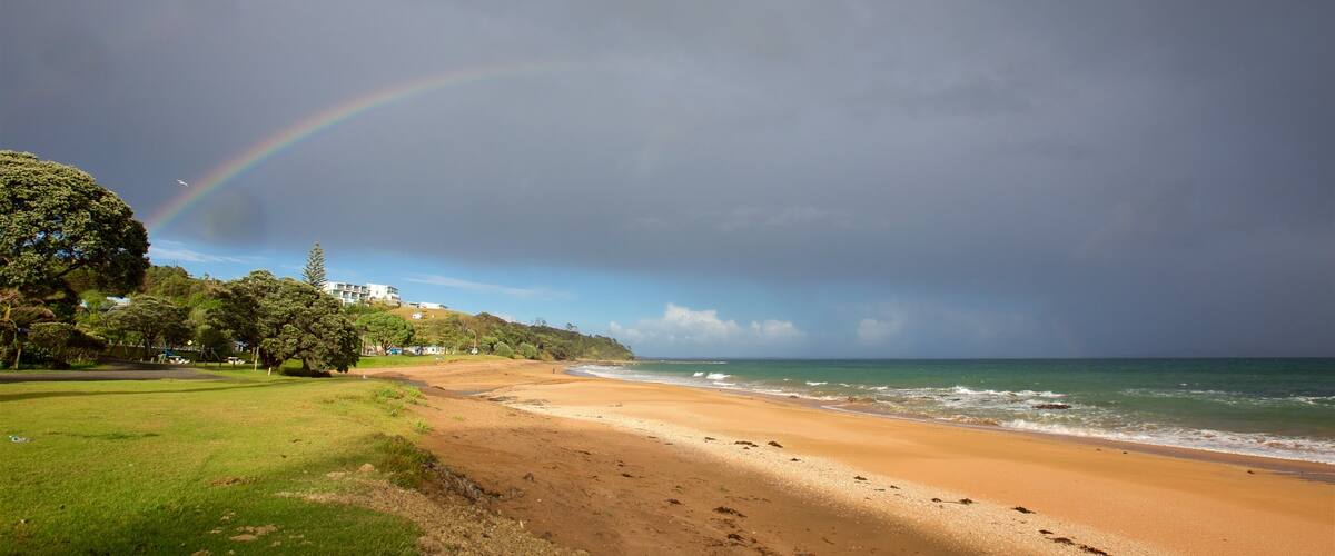 Cable Bay mettant en vedette plage, vues littorales et jardin
