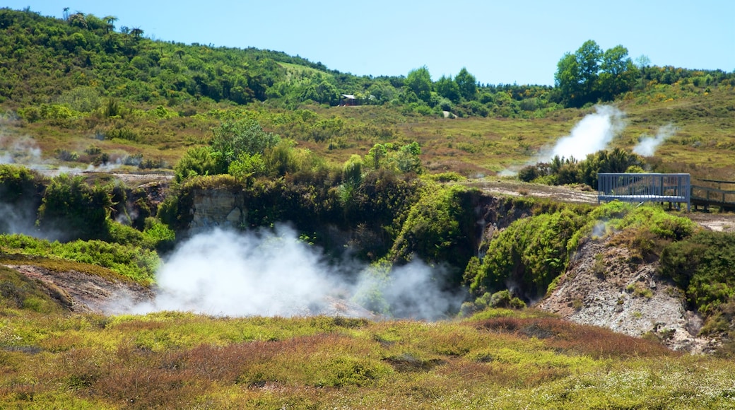 Craters of the Moon featuring landscape views, tranquil scenes and mist or fog