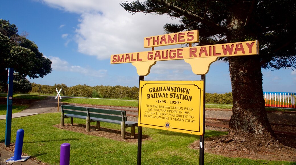 Thames which includes signage and a garden