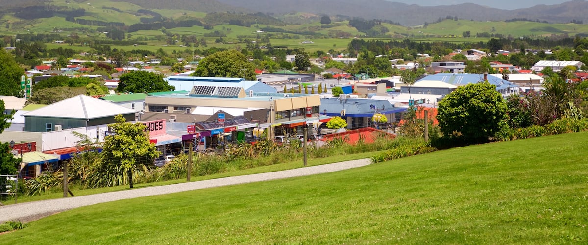 Waihi que incluye vistas de paisajes, escenas tranquilas y una pequeña ciudad o pueblo