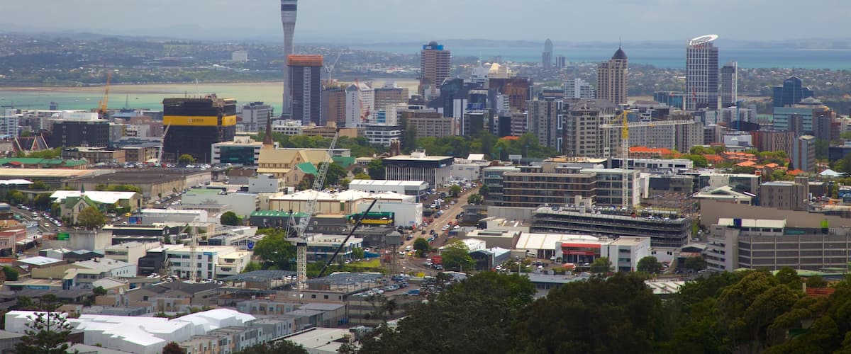 Mt. Eden which includes landscape views, a city and a skyscraper
