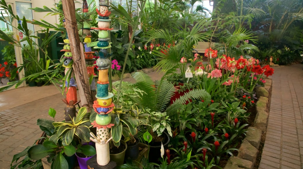 Botanica & Cafler Park showing interior views, a garden and flowers