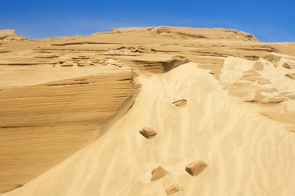 Te Paki Sand Dunes which includes desert views
