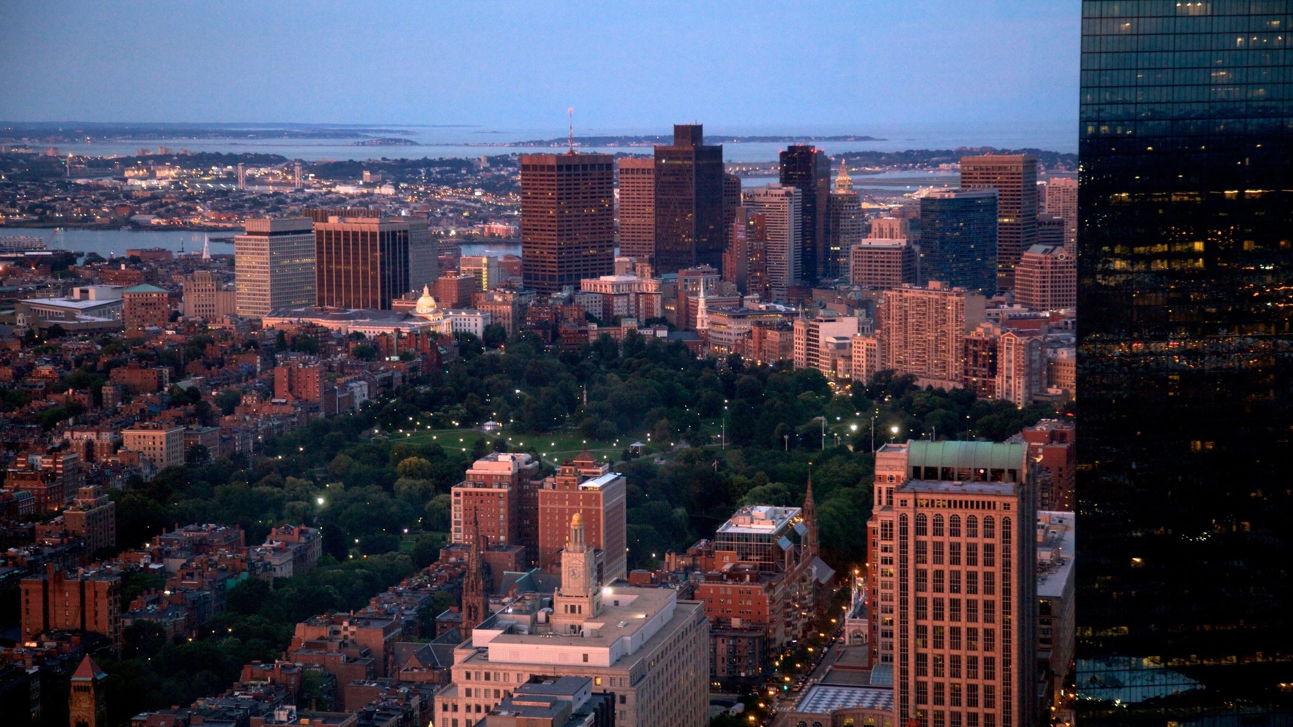 Prudential Tower showing a skyscraper, a city and landscape views