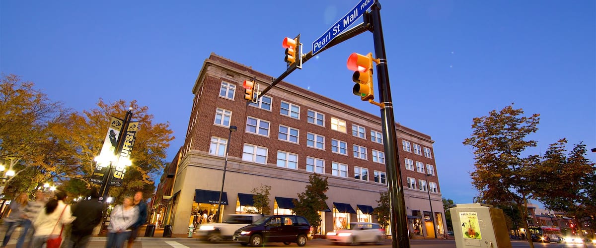 Boulder which includes signage and night scenes